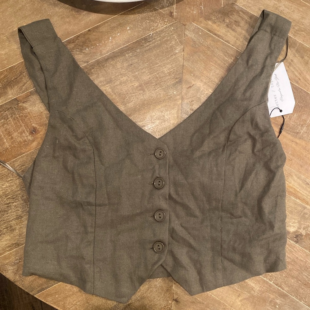 better / together Army Green Button-up Vest with adjustable straps [Size: L]